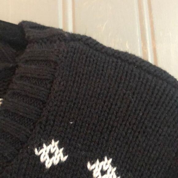 Black White Bass XXL Nordic Snowflake Pattern Sweater Winter Knit Pullover - Picture 5 of 5